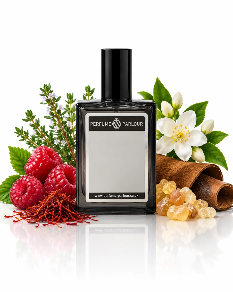 Perfume Parlour Italian Rawhide - 0688 Eau de Parfum bottle with fragrance-note elements (AI-generated)