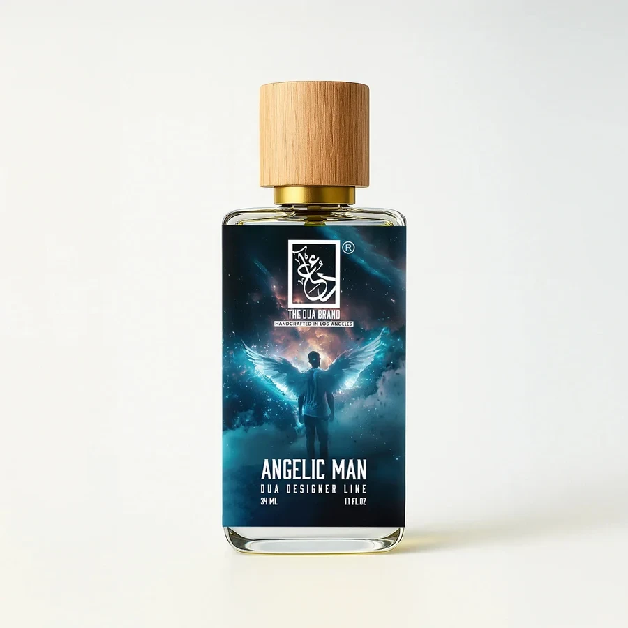 The Dua Brand Angelic Man — product bottle shown by the supplier