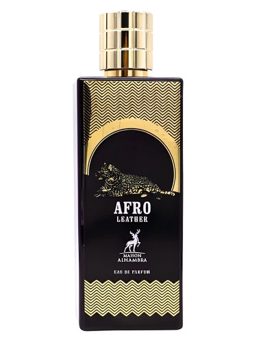 Afro Leather perfume bottle, front label visible