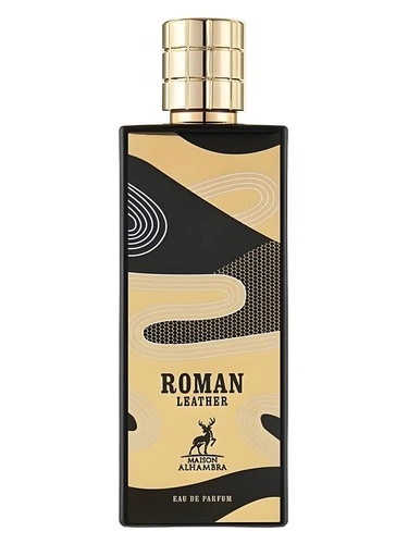 Roman Leather perfume bottle, front label visible