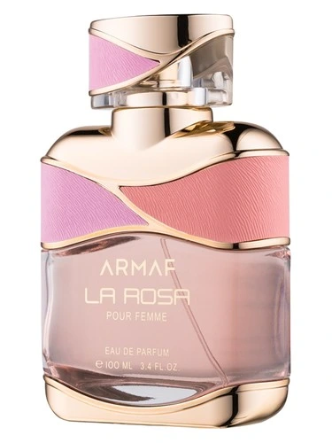La Rosa perfume bottle, front label visible
