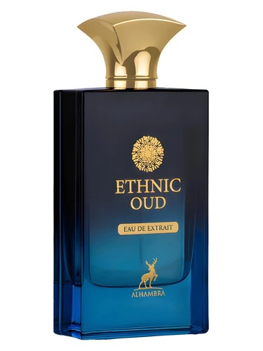 Ethnic Oud perfume bottle, front label visible